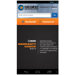 State Water Heaters Warranty Check App