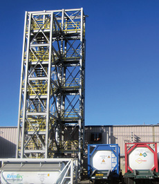 A fractional distillation tower in Ohio. (Photo courtesy of A-Gas RemTec.)