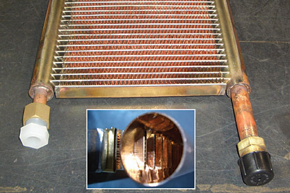 All-copper brazed heat exchanger with thin-wall multichannel coils. (Photo courtesy of Russ College of Engineering and Technology at Ohio University)