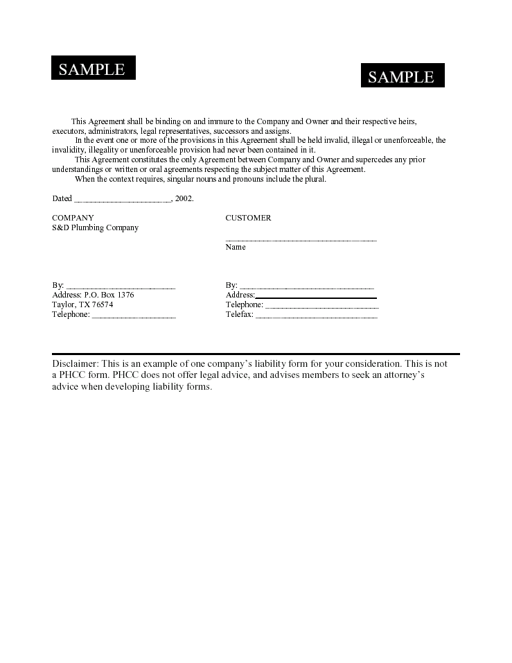 Uninsured Contractor Waiver Form Template