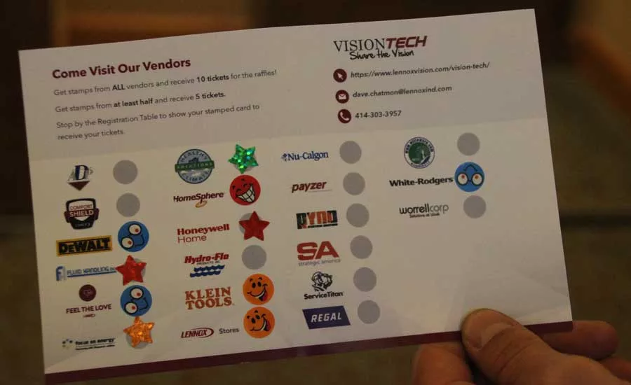 2019 Lennox VisionTECH Conference: Students at VisionTech had the opportunity to visit vendors, get stickers from them, and redeem their card for raffle tickets. - The ACHR News