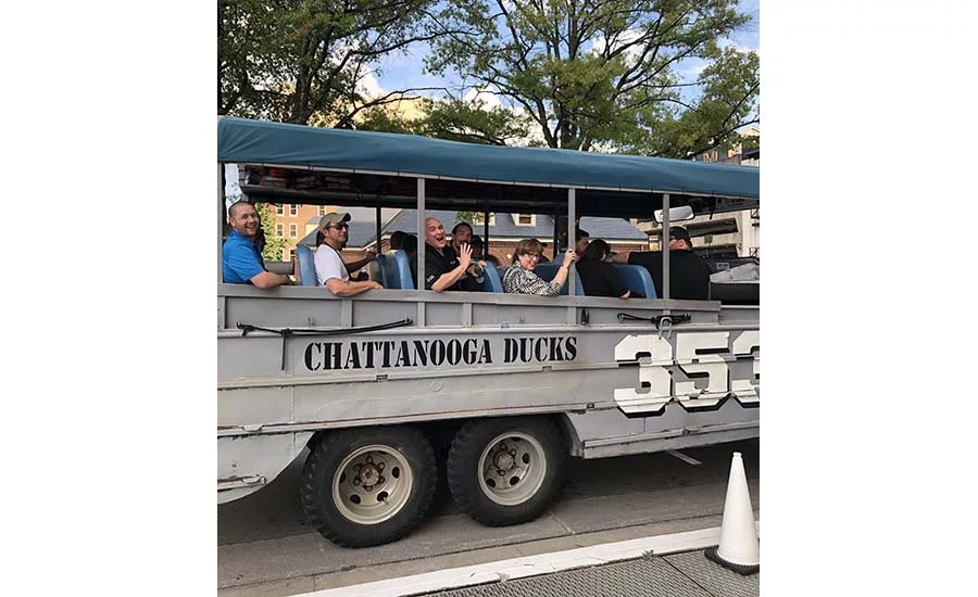 Participants were chartered to the dock in WWII authentic duck boats.
