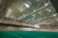 ISU installed a series of high-volume, low-speed (HVLS) fans from Big Ass Fans to help ventilate the schoolâs 236,000-square-foot Lied Recreation Athletic Center during the summer.