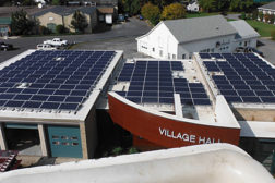Shown is the solar panel installation on the roof of the Skaneateles Village Hall.
