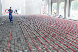 Radiant floor heating pipes embedded within the floor are invisible and waste no space, providing more interior freedom and open floor space. (Photo courtesy of REHAU)