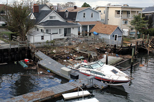 An overhead view of Hurricane Sandy's wreckage at Howard Beach in New York.