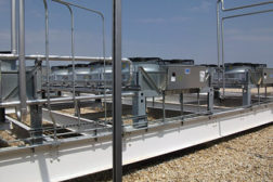 Microchannel technology is employed in this rooftop system at a supermarket in Maryland.