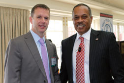 Keynote speaker and Fox News policy analyst Juan Williams (right) poses with AHRI president and CEO Stephen Yurek (left) at AHRIâ??s recent Public Policy Symposium in Washington, D.C. 
