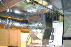 Radius duct fittings, such as this elbow, allow air to flow smoothly around turns and take full advantage of the Coanda Effect.