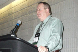 Don Fenton of Kansas State University presents a paper on risk analysis for ammonia refrigeration systems.