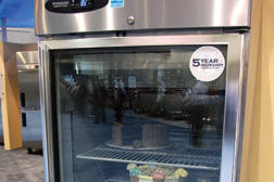 Reach-ins with glass doors are undergoing changes to improve energy efficiencies. This unit was on display at the booth of Hoshizaki America at the NRA Show in Chicago.