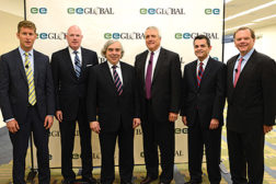 Energy experts and leaders, including U.S. Secretary of Energy Ernest Moniz (third from left), attend the 2014 Energy Efficiency Global Forum in Washington, District of Columbia. 