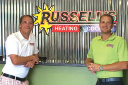 Russellâ??s Heating & Cooling, Chesapeake, Virginia, has doubled in size during the last three to four years under the leadership of Marc Sawyer (left), general manager, and Buddy Smith (right), owner.