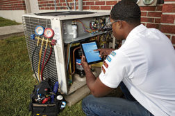 When troubleshooting a compressor, apps like the HVACR Fault Finder app and Copelandâ?¢ mobile app from Emerson Climate Technologies can help service technicians determine the possible causes of the compressor failure. 