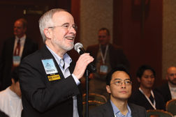 Conference attendee, Lew Harriman, asks a question at one of the technical seminars during a recent ASHRAE Winter Conference.