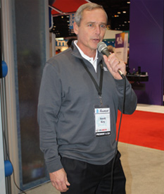 Harold Karp, CEO, Tecumseh Products Co., Ann Arbor, Michigan, introduces the companyâ??s revamped, enhanced compressors during a press conference at the 2015 AHR Expo in Chicago.