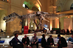 Mitsubishi Electric guests mingle in front of â??Sue,â?? the largest, most complete Tyrannosaurus Rex skeleton in the world, at The Field Museum of Natural History.