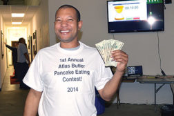 The newly introduced pancake-eating contest is one event that Atlas Butler utilizes to encourage employee interaction and keep the work environment upbeat.