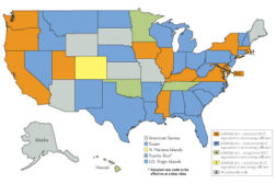 U.S. state outlines - energy code status