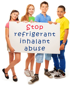 stop refrigerant abuse - kids with sign