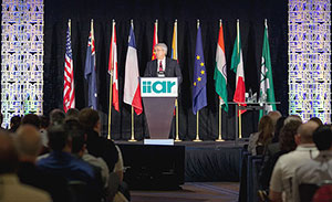 IIAR outgoing Chairman Marcos Braz addresses IIAR members during the organization's 2015 business meeting.