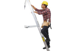 Worker on ladder