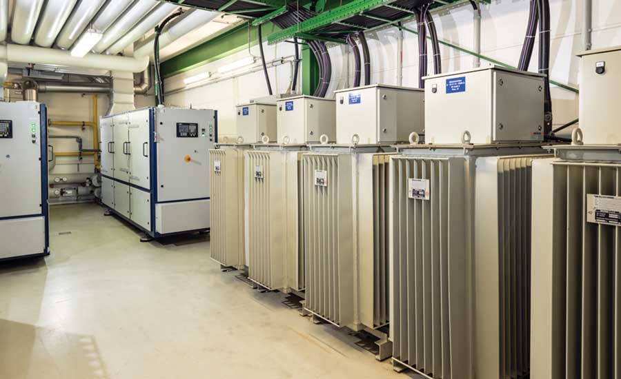 The combination of two combined heat and power (CHP) units and two InvenSor adsorption chillers generates power, heat, and cooling for 12 electroplating machines.