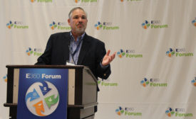 Bob Labbett, vice president of communications and channel marketing, Emerson Climate Technologies Inc., welcomes attendees to the fourth installment of EmersonÃ¢â¬â¢s E360 event, held Sept. 3 at the Westin Dallas Fort Worth Airport in Dallas.