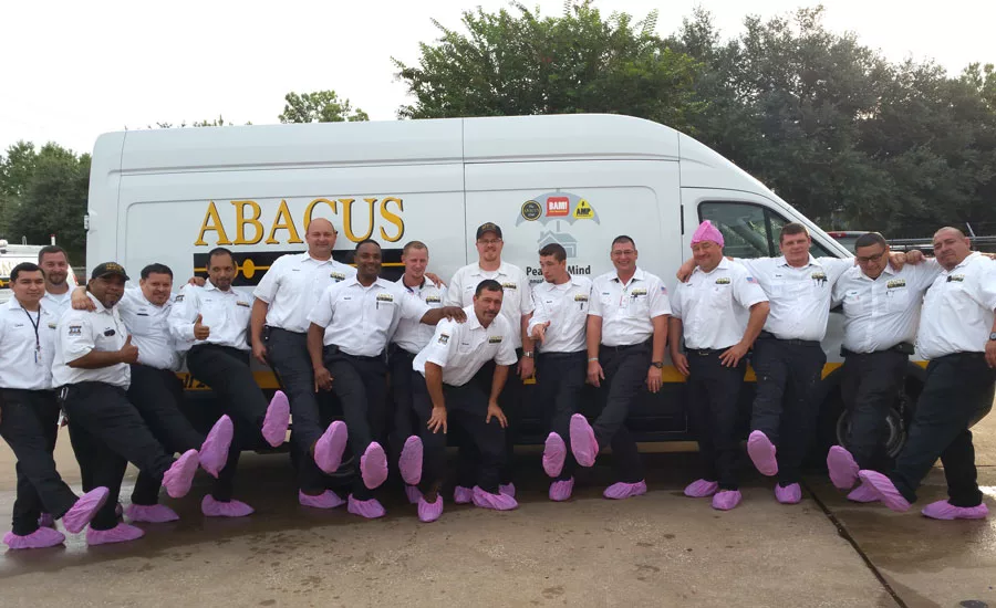 In October 2015, Abacus Plumbing & Air Conditioningââ¬â¢s technicians showed their support of Breast Cancer Awareness by wearing pink shoe covers.