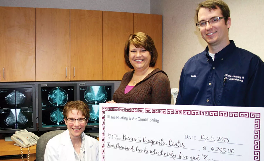 As part of one of IllianaÃ¢â¬â¢s charitable efforts, general manager Kevin Frump (right) presents a a $4,295 check to the WomenÃ¢â¬â¢s Diagnostic Center.