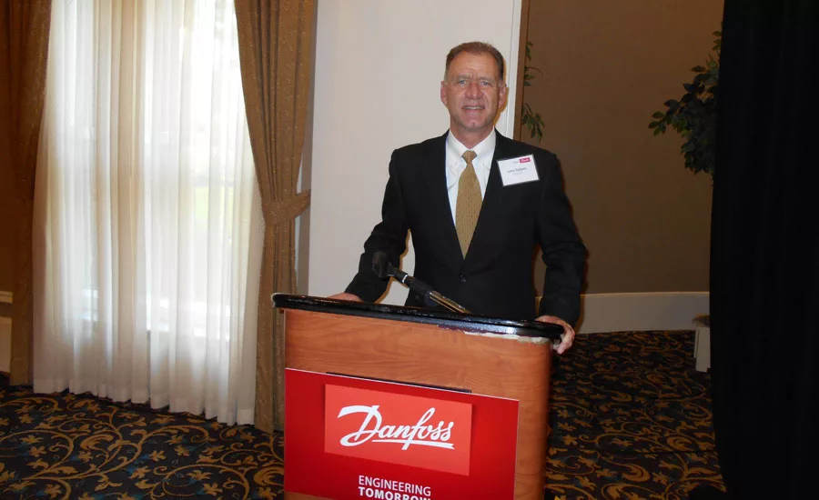 John Galyen at press breakfast