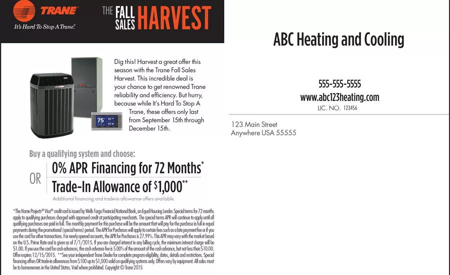 An example of the Ready-to-Run direct mail template from the back.