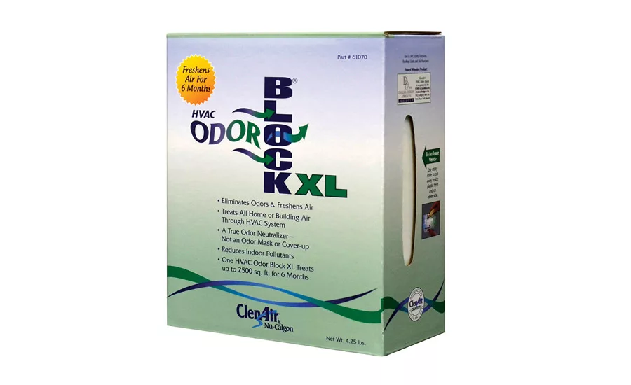 The HVAC Odor Block XL is installed in the air handler or return duct and treats the home or building air as it passes through the product.