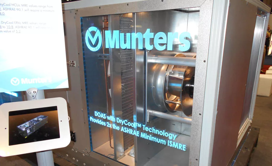 Munters’ energy recovery ventilation (ERV) desiccant dehumidifier incorporates the company’s DryCool technology.