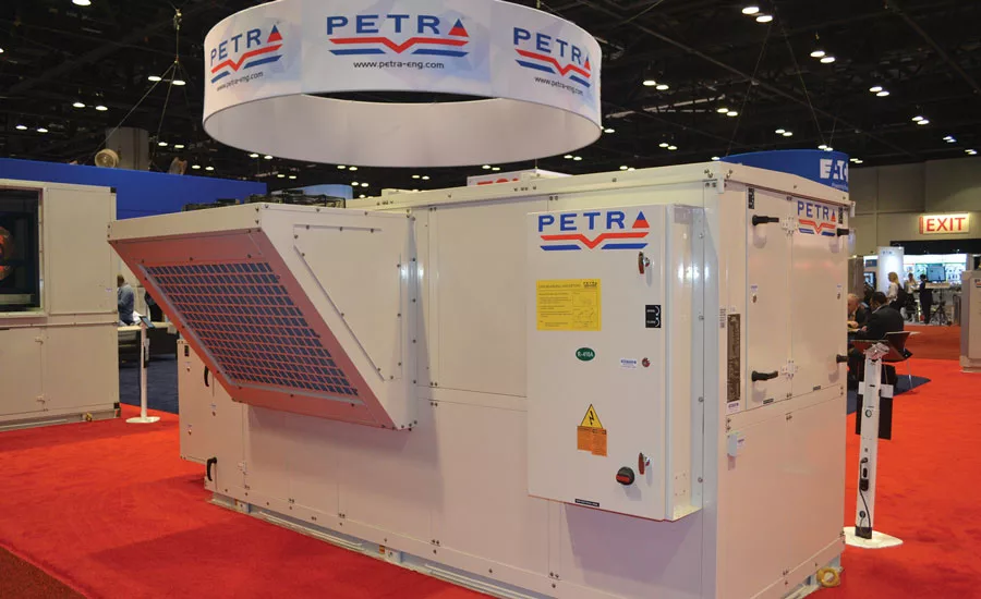 Petra Engineering Industries Co. displayed high-efficiency rooftop equipment at the AHR Expo, featuring its 100 percent Make Up Outside Air Cooled Rooftop Units, which range 3-30 ton and are rated up to 16 EER.