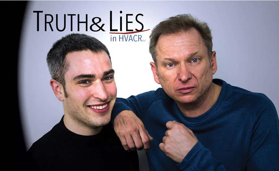 Paul Appler (right), director of research and development, Cliplight Mfg., and Jesse Homenuik (left), research and development engineer, Cliplight Mfg., host a popular “Truth and Lies” presentation