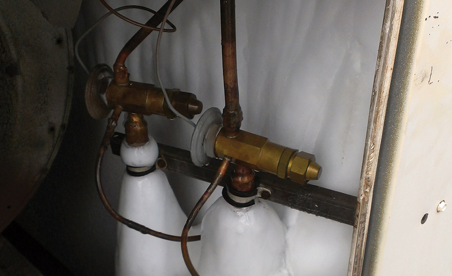 Figure 1: A system refrigerant undercharge caused these two parallel evaporators to freeze.