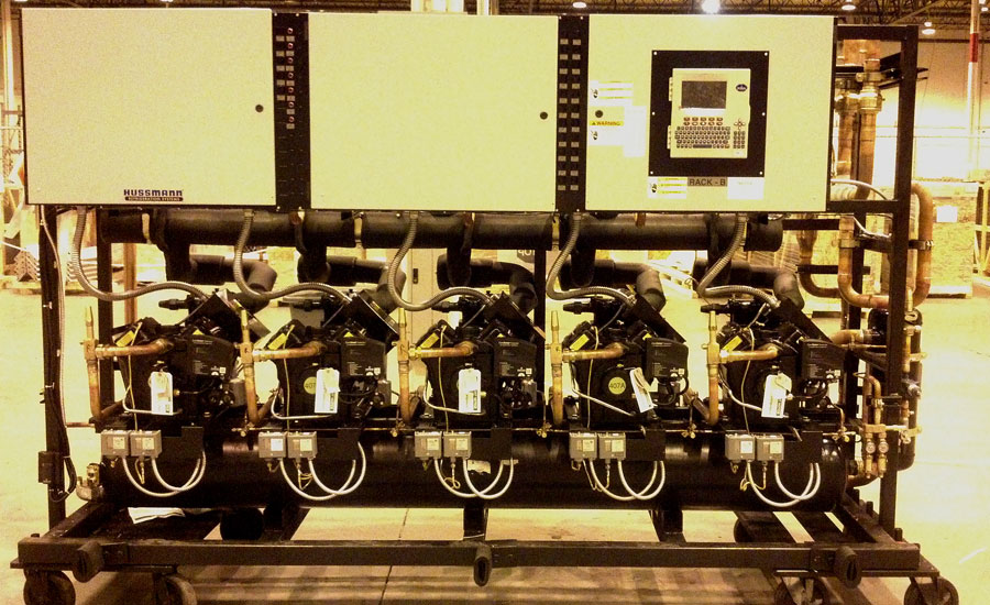 Five compressor parallel compressor rack.