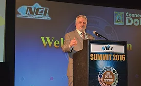 Dominick Guarino, CEO of the National Comfort Institute (NCI), addresses attendees at its 13th annual Summit conference in Savannah, Georgia.