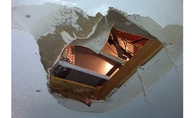 water damage caused by clogged a/c condensate drain line