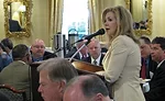 U.S. Rep. Marsha Blackburn, R-Tennessee, discusses overregulation with HARDI members over breakfast at the Capitol Hill Club.