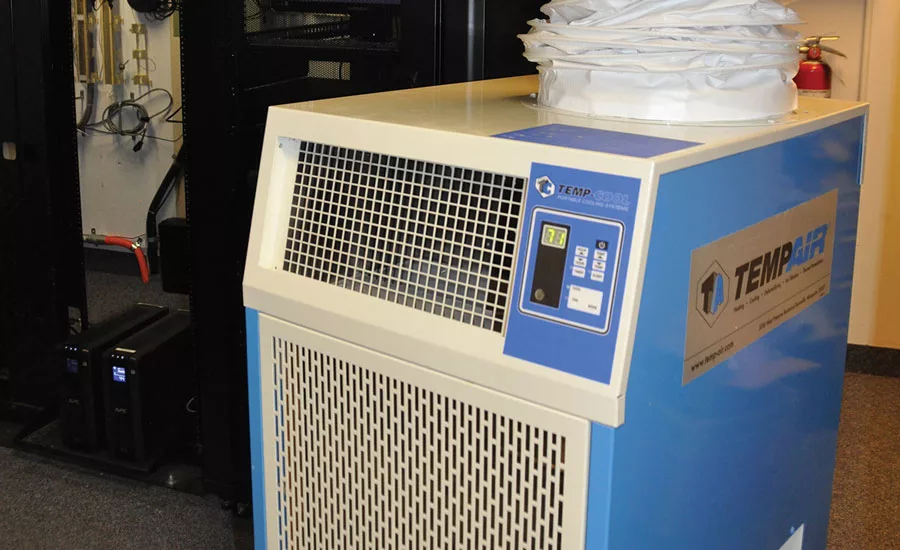 Heat-sensitive information technology (IT) equipment may require spot cooling to prevent the equipment from malfunctioning, especially during HVAC system maintenance or replacement