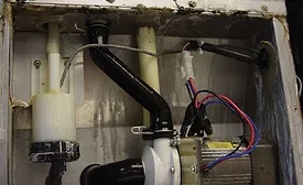 bacterial and biological film growth occurred under the ice-making area of an ice machine