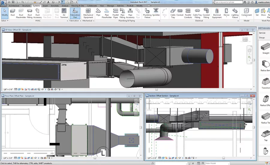 Autodesk Revit software uses manufacturer-specific content to help generate better estimates, create more accurate and detailed models, and directly drive MEP fabrication. Photo courtesy of Autodesk Inc.