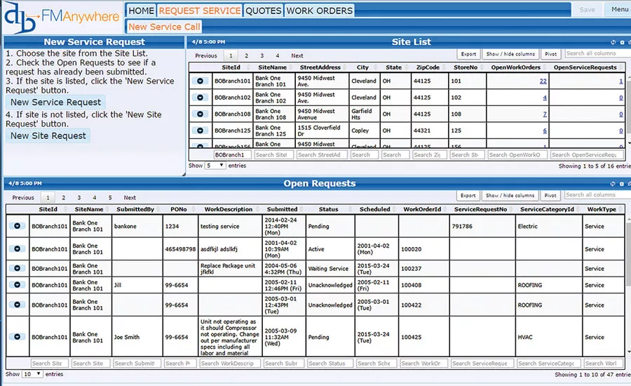 FMAnywhere service portal