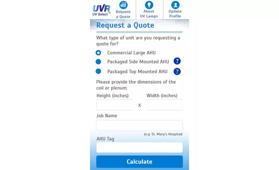 UV Select sizing app