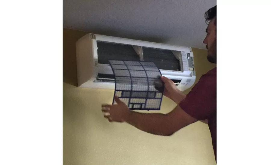 Remove the ductless air filter for cleaning - Ductless Systems - ACHR