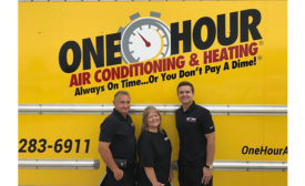 Keith (left) and Chris (middle) Hufsey, owners of One Hour Heating & Air Conditioning of Azle, Texas, and their son, Dustin Hofsey (right), general manager. - ACHR