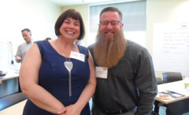 Speaker Keilly Witman, shown here with attendee Robert Ochs from Carlyle Compressor. ACHR