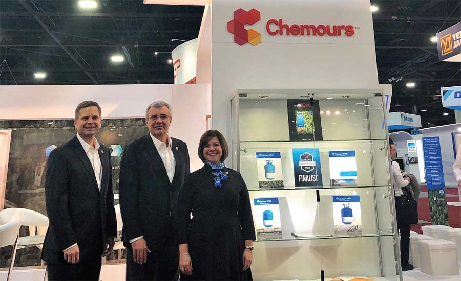 The Chemours’ Fluorochemicals division leadership: Joseph Martinko, global business director, Opteon (left); Diego Boeri, VP fluorochemicals (center); and Lesley Aulick, global business director, fluorochemicals (right). - The ACHR News